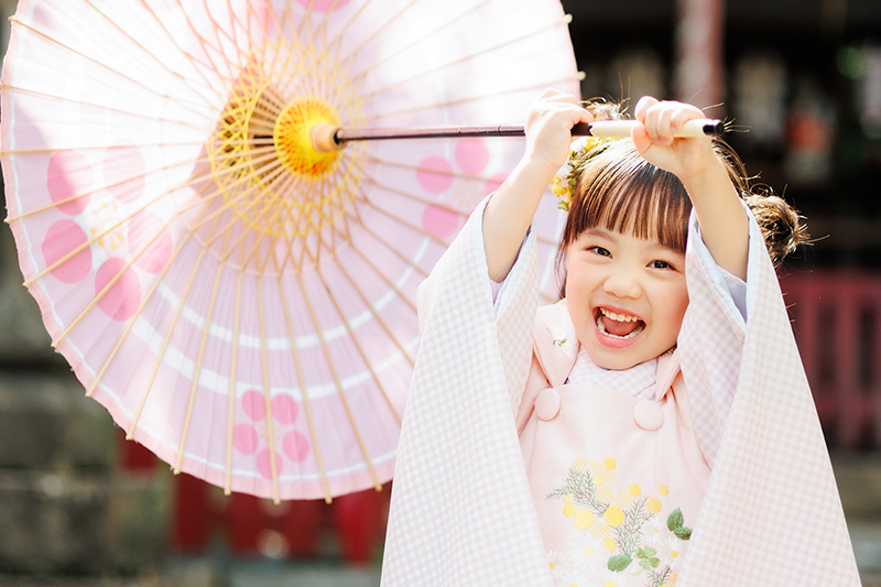 京都市 写真館 フォトスタジオ 七五三 撮影 前撮り 3歳 女児 着物 レンタル スタジオ ロケーション撮影 スタジオクレアーレ