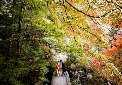 毘沙門堂 フォトウェディング 紅葉 和装 京都 スタジオクレアーレ