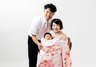 お宮参り 産着 家族 写真 京都 スタジオクレアーレ