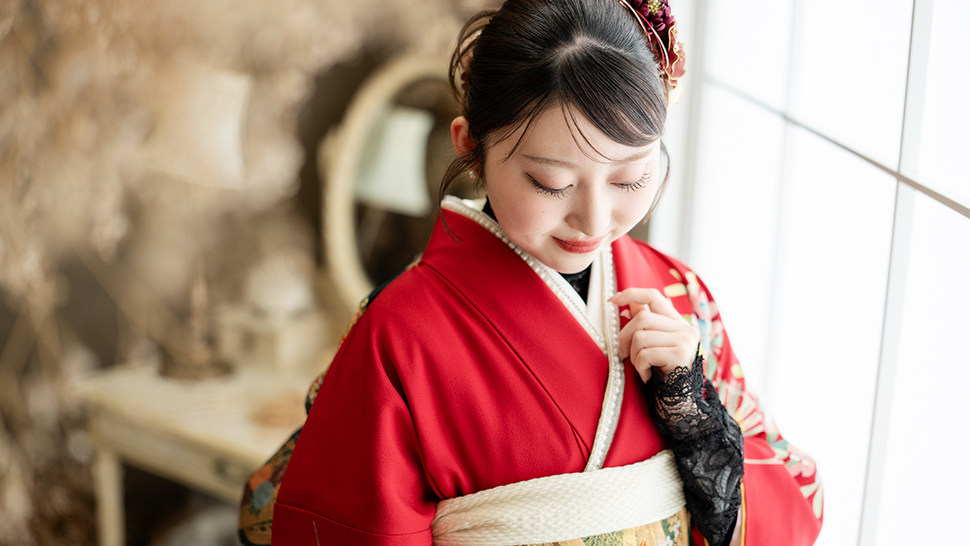 京都市 上京区 写真館 フォトスタジオ 成人式 振袖 ママ振 レンタル 着付け ヘアメイク 写真  前撮り スタジオクレアーレ