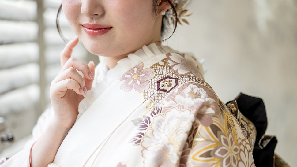 京都市 上京区 写真館 フォトスタジオ 成人式 振袖 ママ振 レンタル 着付け ヘアメイク 写真 重ね襟 伊達襟 スタジオクレアーレ