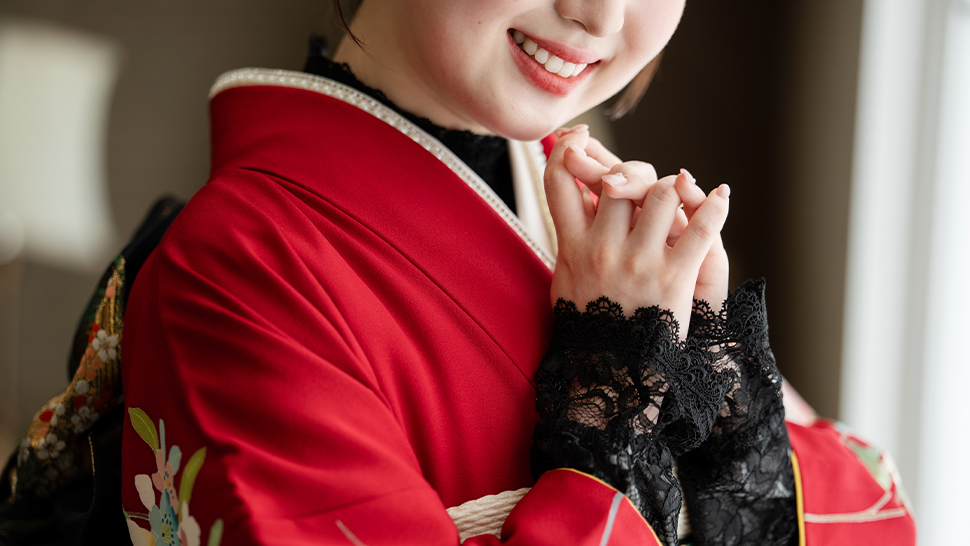 京都市 上京区 写真館 フォトスタジオ 成人式 振袖 ママ振 レンタル 着付け ヘアメイク 写真 レース スタジオクレアーレ