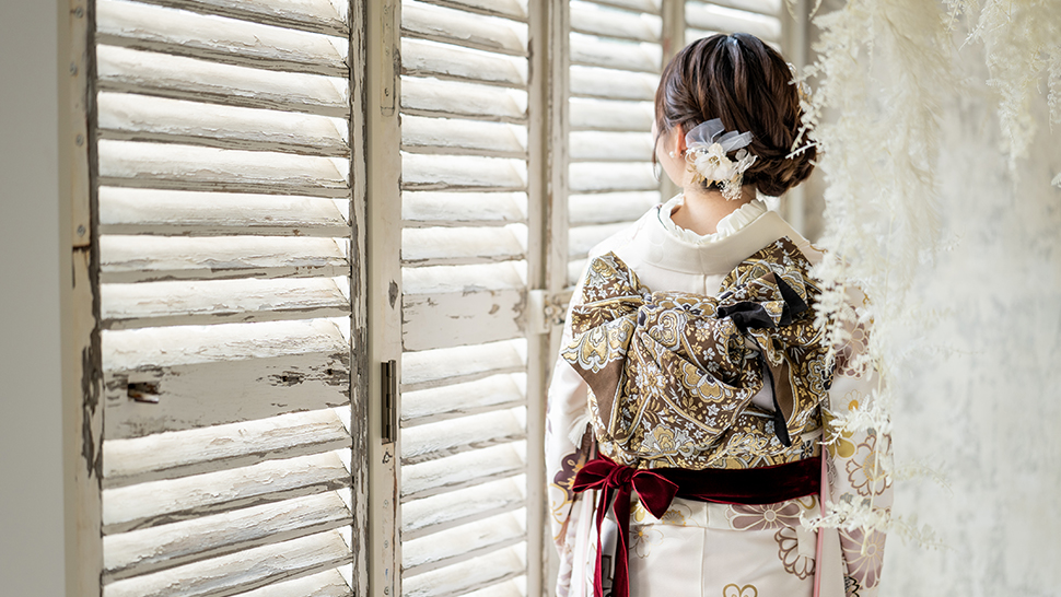 京都市 上京区 写真館 フォトスタジオ 成人式 振袖 ママ振 レンタル 着付け ヘアメイク 写真 ベロア スタジオクレアーレ
