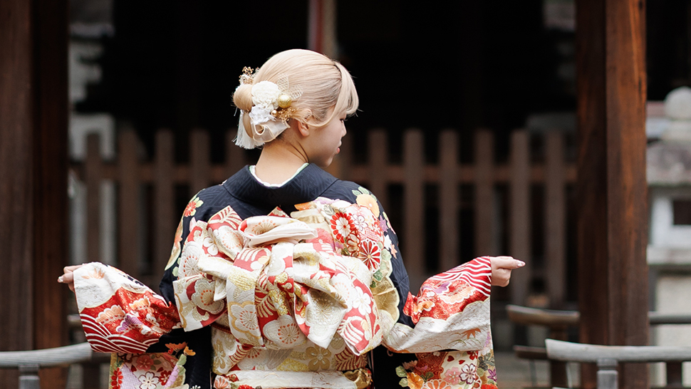 成人式 髪飾り 造花 ドライフラワー 京都 写真館 スタジオクレアーレ 着付け ヘアメイク 前撮り