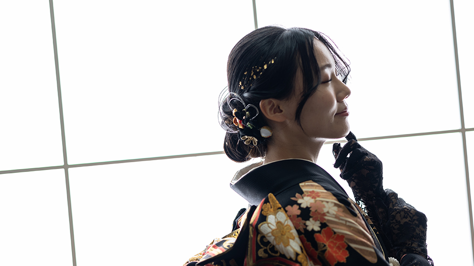 成人式 髪飾り 金箔 水引 アクセント トレンド 京都 写真館 スタジオクレアーレ 着付け ヘアメイク