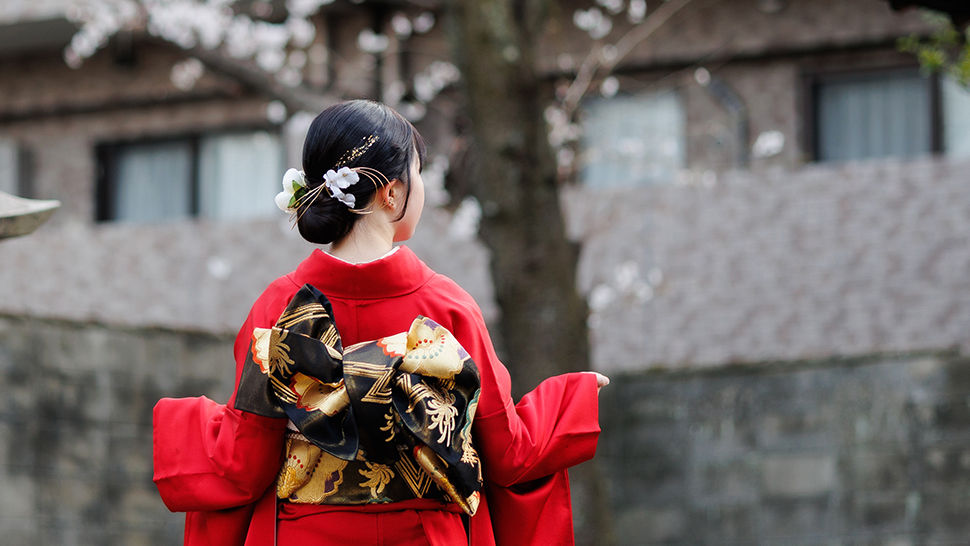 成人式 髪飾り 金箔 水引 アクセント トレンド 京都 写真館 スタジオクレアーレ 着付け ヘアメイク