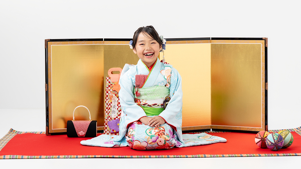京都市 写真館 スタジオクレアーレ 7歳 女の子 七五三 笑顔 リラックス 撮影