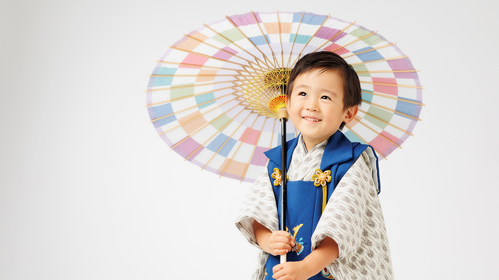 3歳 男の子 被布 袴 比較 青 七五三 京都市 スタジオクレアーレ