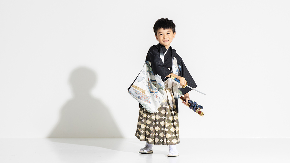 5歳 男の子 七五三 袴 黒  京都市 スタジオクレアーレ