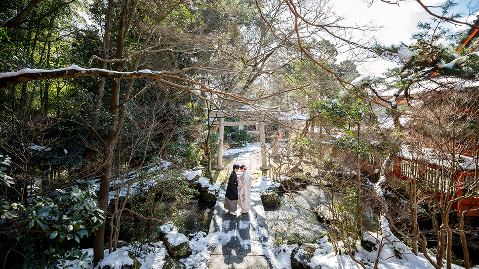 京都市上京区 スタジオクレアーレ 冬 フォトウェディング キャンペーン ロケーション撮影 和装 白無垢
